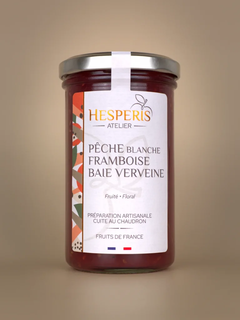 Confiture Pêche Framboise & Baie verveine
